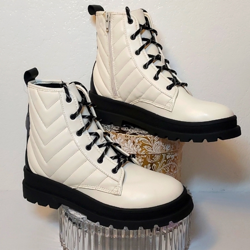 Girls Quilted Combat Boot